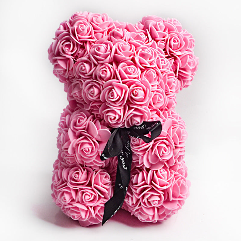 Rose Bear Gift – Handmade 10” Eternal Flower Teddy, Romantic Gift for Her