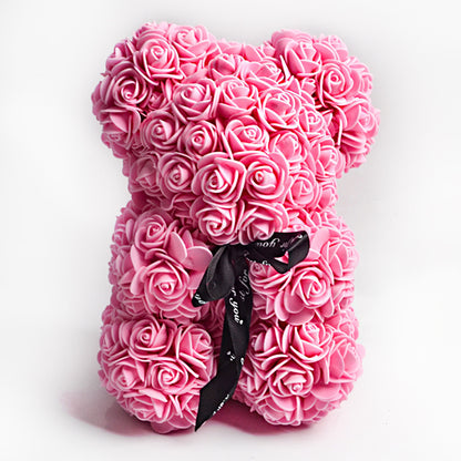 Rose Bear Gift – Handmade 10” Eternal Flower Teddy, Romantic Gift for Her