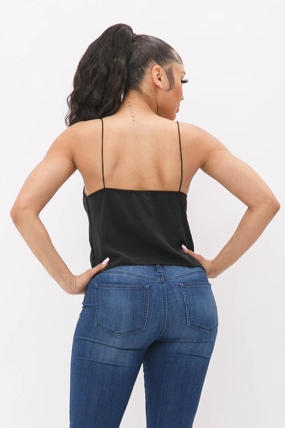 Cowl Neck Spaghetti Strap Cami Top