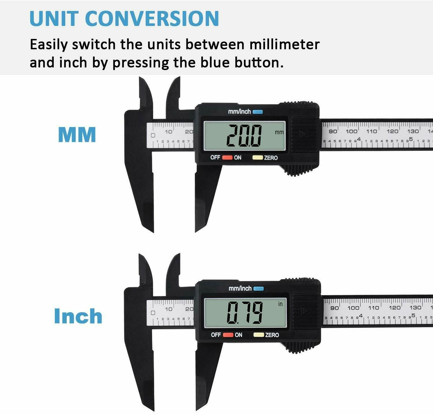 NEW Digital Caliper Electronic Gauge Carbon Fiber Vernier Micrometer Ruler 150mm 6