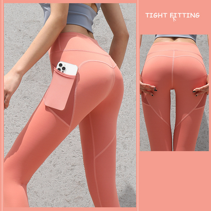 Gym Sport Seamless Leggings With Pockets Push Up High Waist Pants Women Fitness Running Yoga Pants