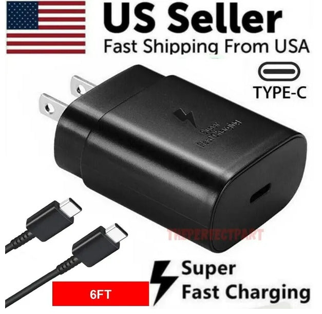 NEW 25W Type USB C Super Fast Wall Charger 6FT Cable For Galaxy S20 S21 S22