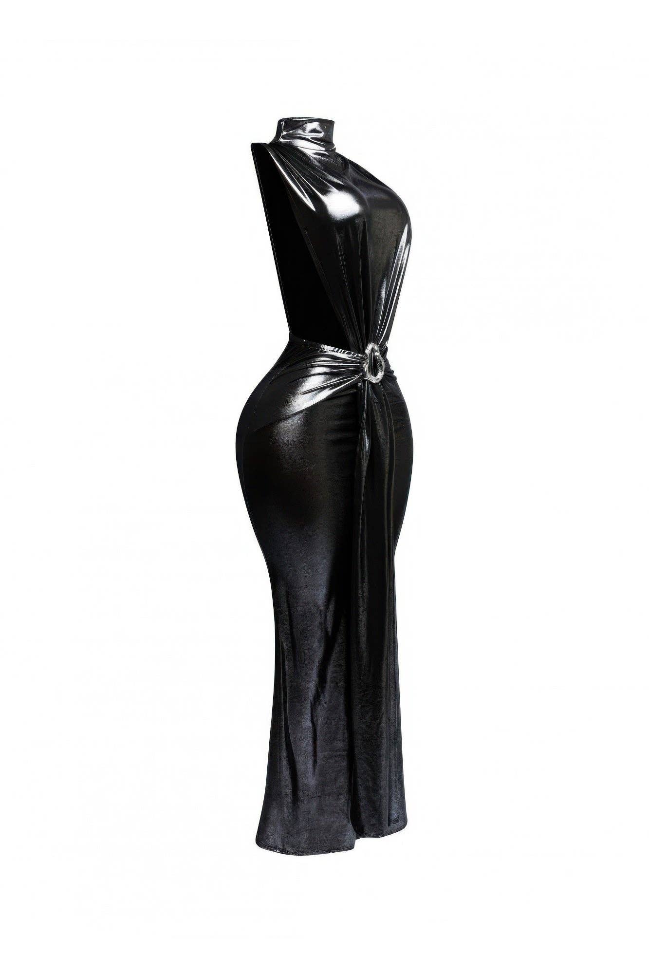 Mock Neck And Tied Waist Dress