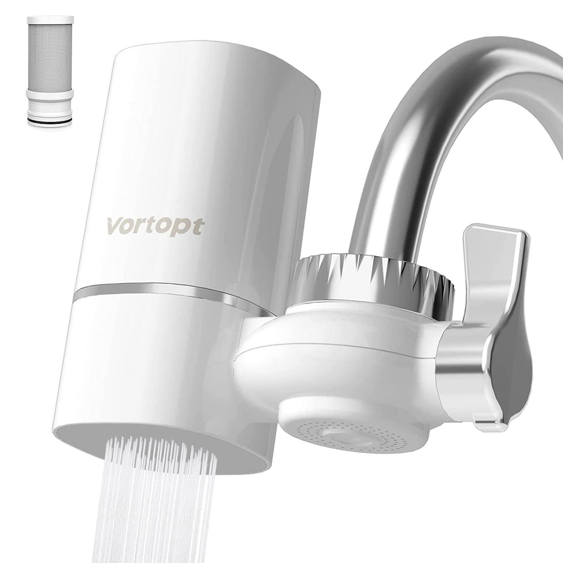 NEW Vortopt Faucet Water Filter For Sink - NSF Certified Water Purifier For Faucet, 400 Gallons Faucet Mount Tap Water Filtration System For Kitchen, Bathroom, Reduces Lead, Chlorine, Bad Taste, T1