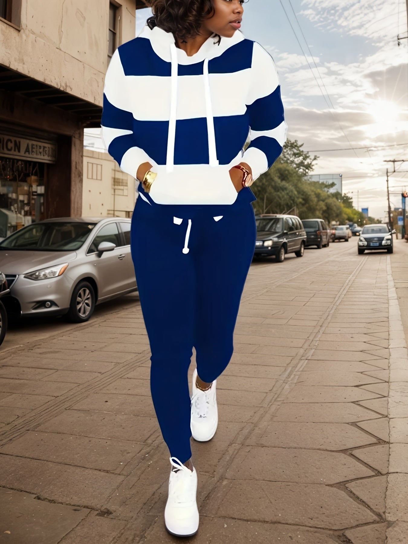 Women’s Two-Piece Casual Sportswear Set – Long Sleeve Hoodie & Jogger Pants