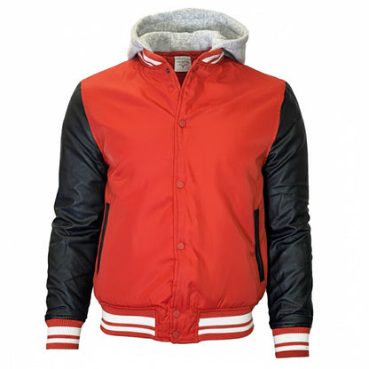 Men’s Hooded Varsity Jacket w/ Detachable Hood