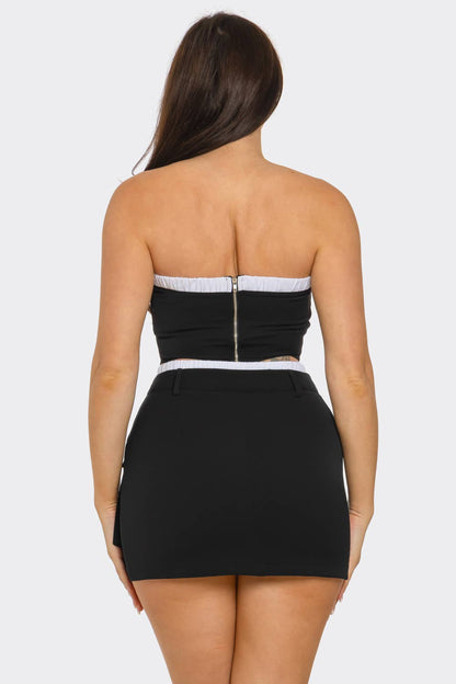 Elastic Trim Tube Top And Mini Skirt Set