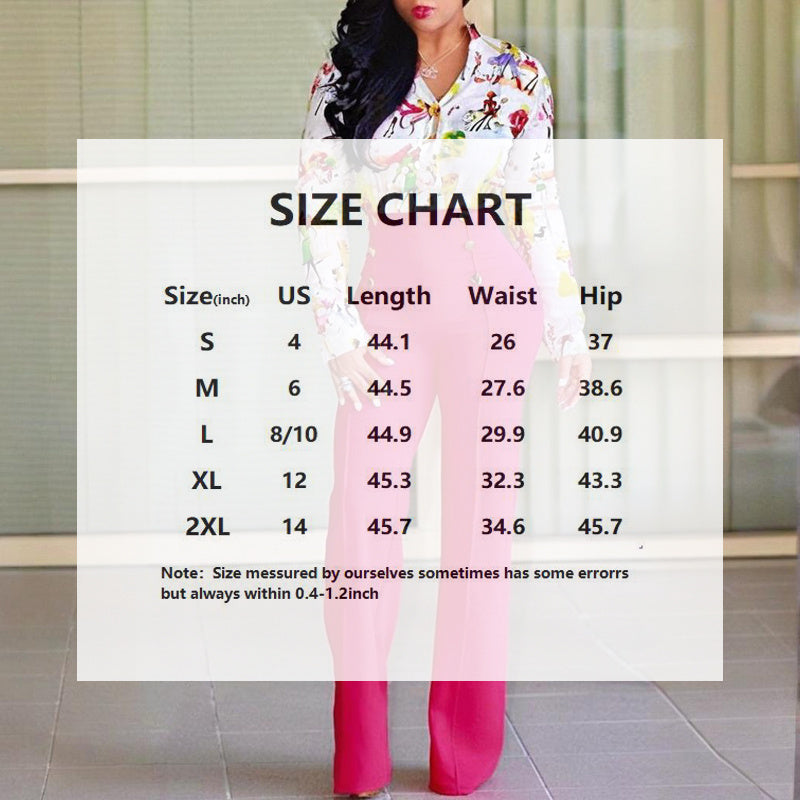 NEW Women's Elegant High-Waisted Wide Leg Pants With Double-Breasted Buttons - Flared Trousers For Casual & Formal Wear