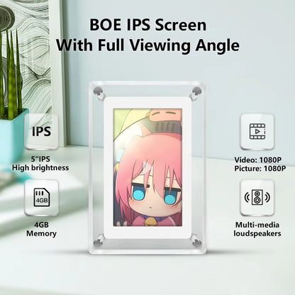 NEW Crystal Advertising Player Acrylic 5 Inch 4GB IPS Screen Digital Photo Frame For Gift