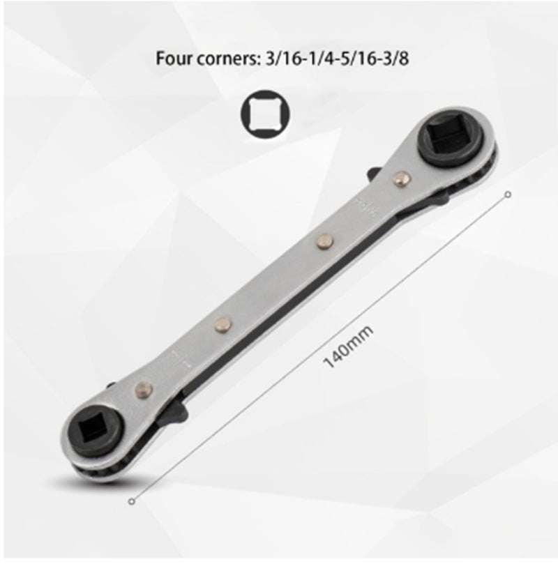 Two-way Ratchet Wrench With Four Corners And Square Hex