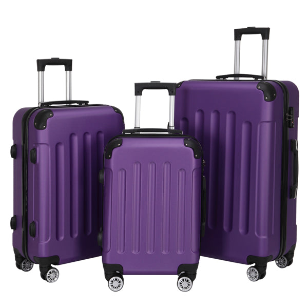 3-in-1 ABS Luggage Set – Lightweight, Durable Travel Suitcase Trio with Large Capacity & Heavy-Duty Handles (Purple)