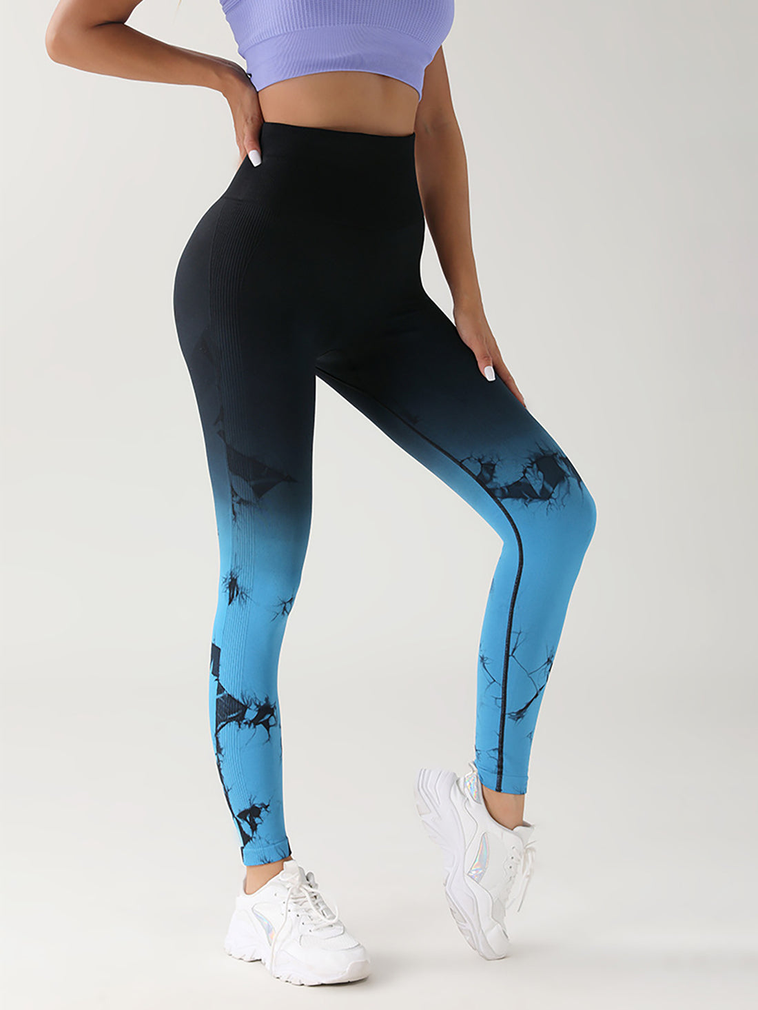 NEW Tie Dye Gradient Color Yoga Sports Leggings, Ruched High Waist Workout Seamless Scrunch Booty Leggings Butt Lift Athletic Leggings Tummy Control Yoga Pants