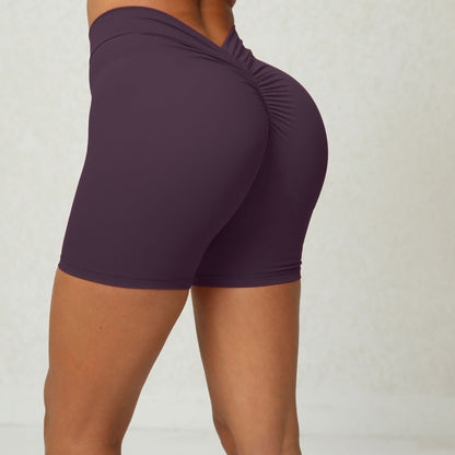 NEW Back Waist Deep V-shaped Wrinkle Tight Yoga Shorts