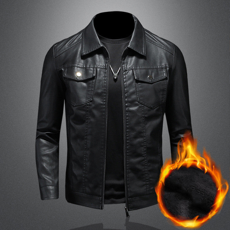 Mens Fashion Casual Solid Color Slim Biker Jacket