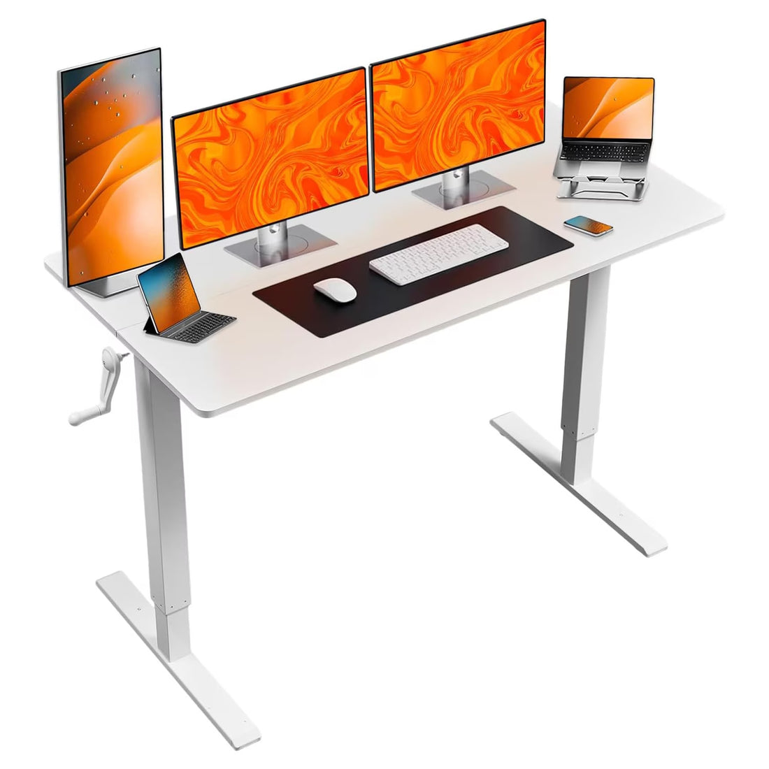 NEW Hand-Crank Adjustable Office Desk Height Adjustable, With Flat Metal Legs Perfect For Home, Office, Gaming, Or Study Use