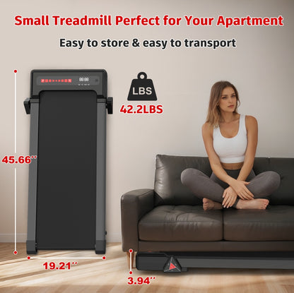 Walking Pad Under Desk Treadmill For Home Office -2.5HP Walking Treadmill 0.5-4MPH 265LBS Capacity Treadmill For Walking Running Remote Control Batteries