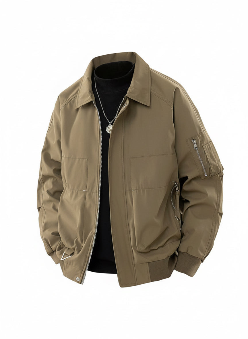 Men’s Lightweight Casual Zip-Up Jacket – Long Sleeve Stand Collar Windbreaker Coat (M–4XL)