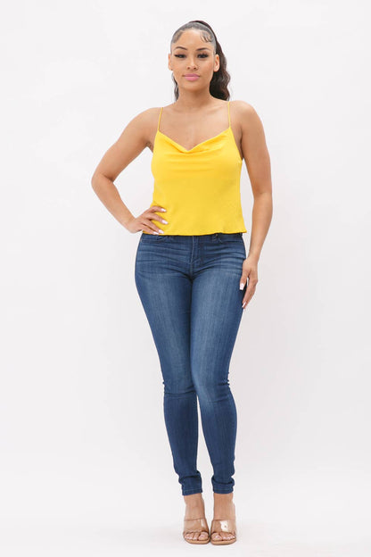 Cowl Neck Spaghetti Strap Cami Top