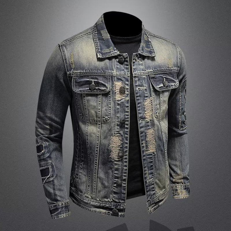 Spring And Autumn Retro Distressed Men&