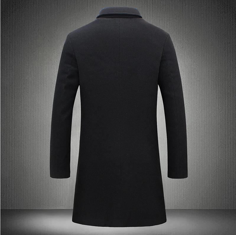 Men’s British Style Woolen Coat – Classic Winter Jacket, Straight Hem Mid-Length Coat with Polyester Lining