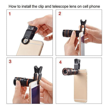 NEW HD 8X Clip On Optical Zoom Telescope Camera Lens For Universal Mobile Cell Phone