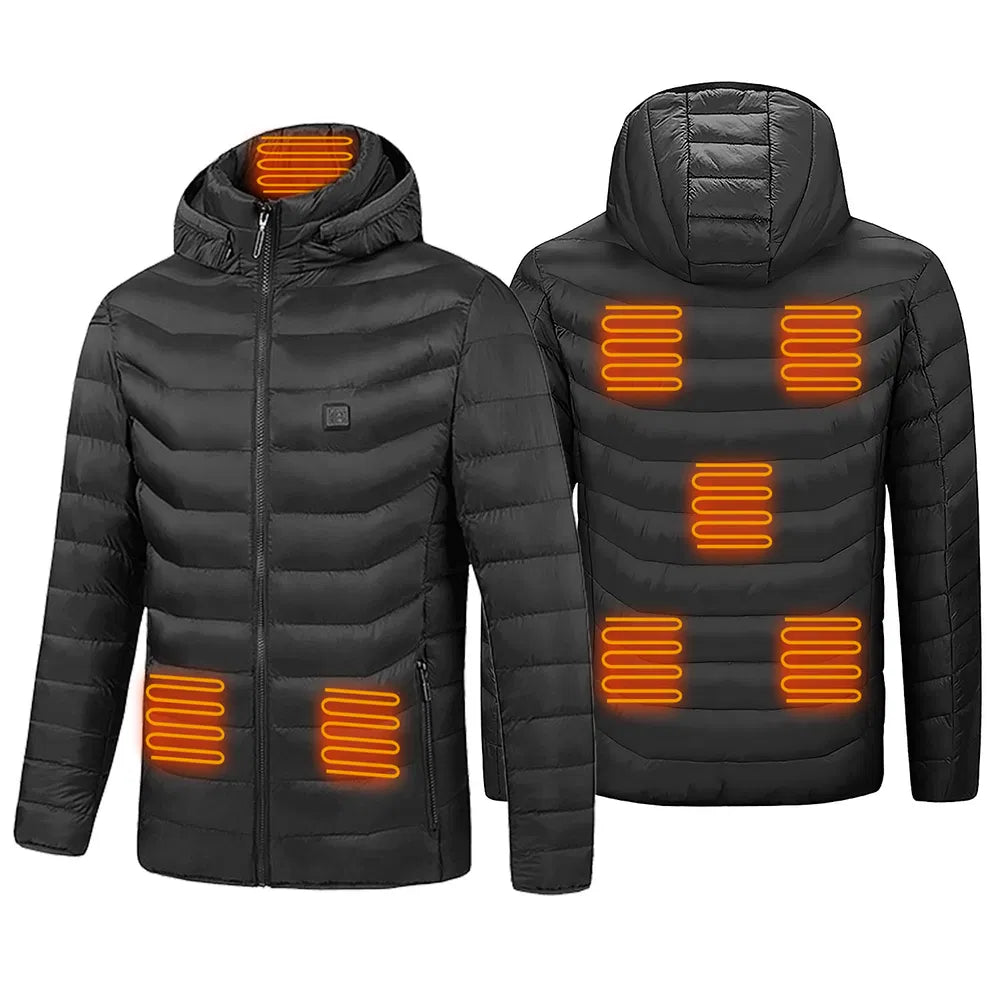 Men’s Heated Winter Puffer Jacket – 3 Temperature Levels (USB Powered)