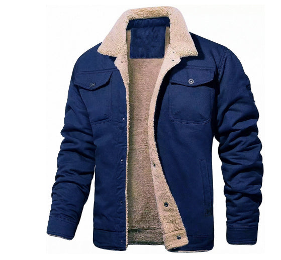 Men's European Lapel Military Multi-pocket Jacket Coat Cotton-padded Jacket Autumn And Winter