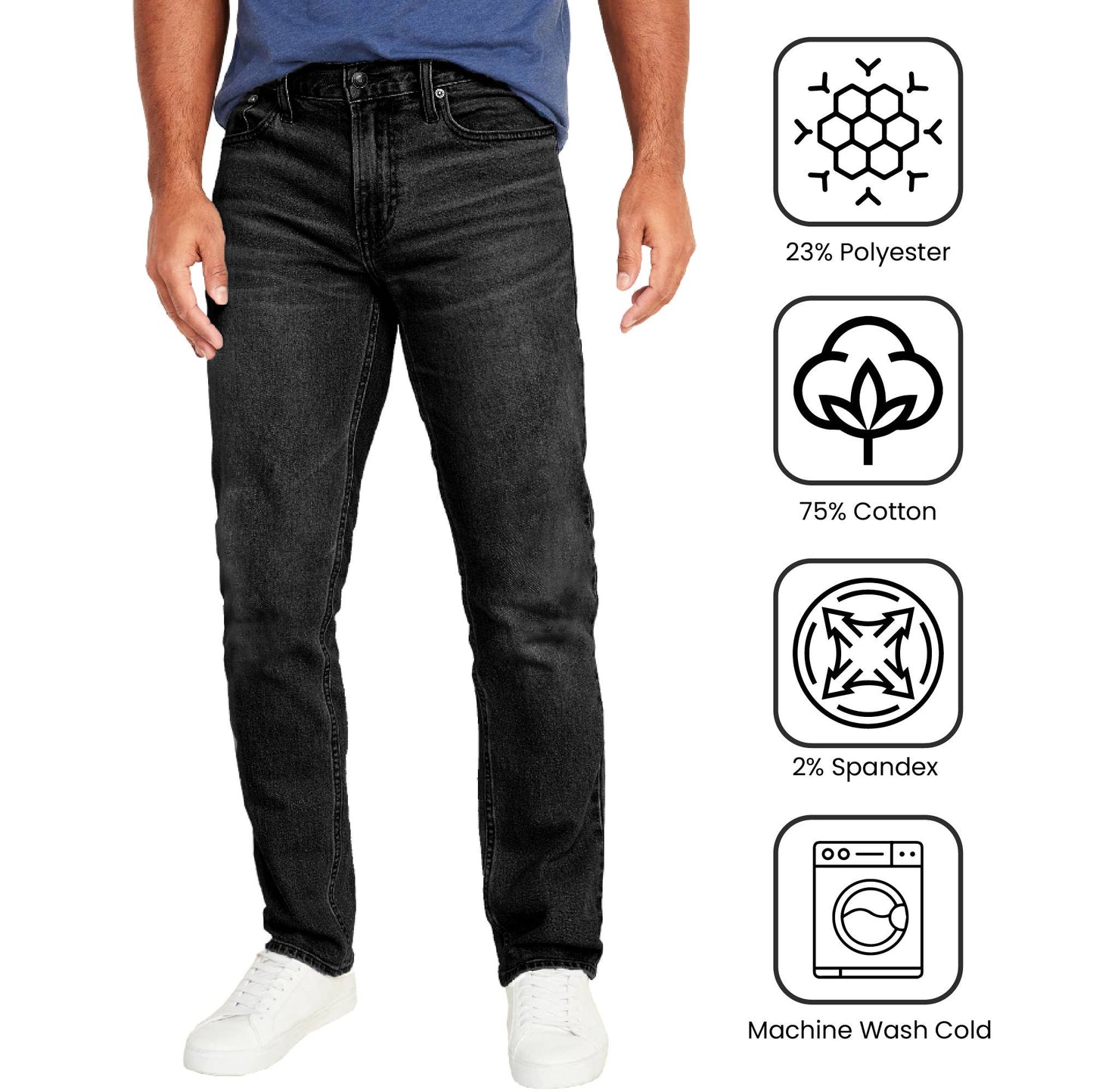 Mens Flex Stretch Slim Straight Jeans Classic Denim Menswear