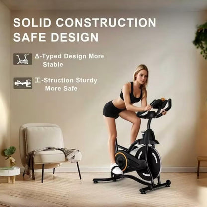 Indoor Spin Cycle Exercise Bike – Heart Rate Monitor, Adjustable Seat, LCD Display, Compact Home Fitness Bike