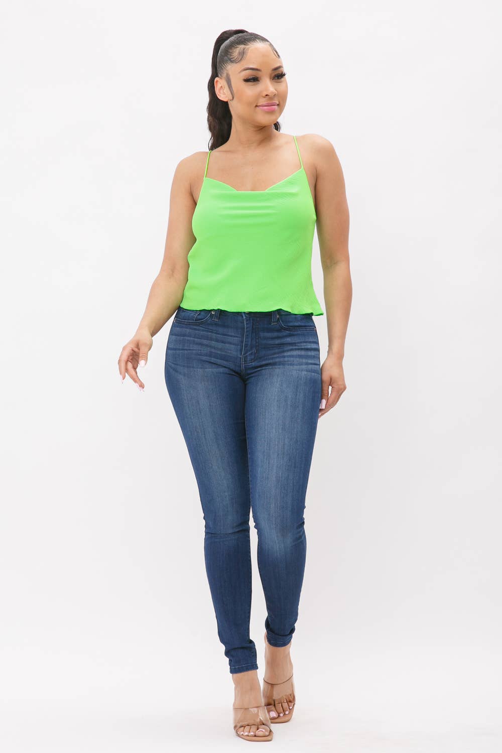 Cowl Neck Spaghetti Strap Cami Top