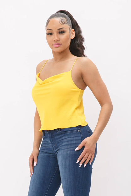 Cowl Neck Spaghetti Strap Cami Top