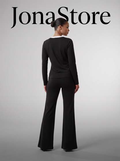 Ribbed Knit Cardigan & Wide-Leg Pants Set