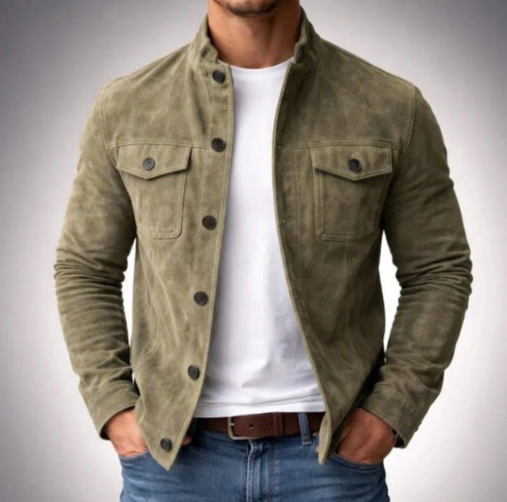 Men’s Faux Suede Jacket — Slim Fit Vintage Style