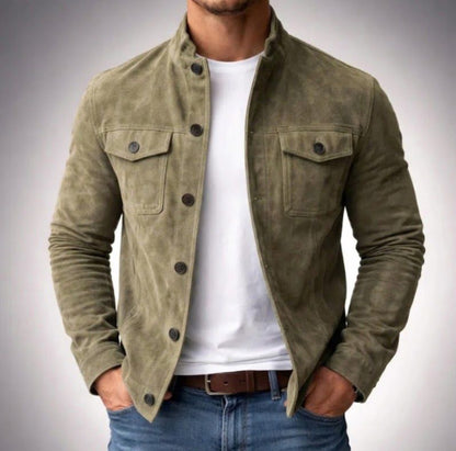 Men’s Faux Suede Jacket — Slim Fit Vintage Style