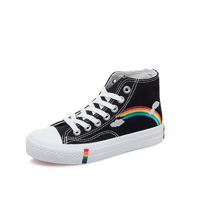 NEW High-Top Rainbow Canvas Shoes Women&