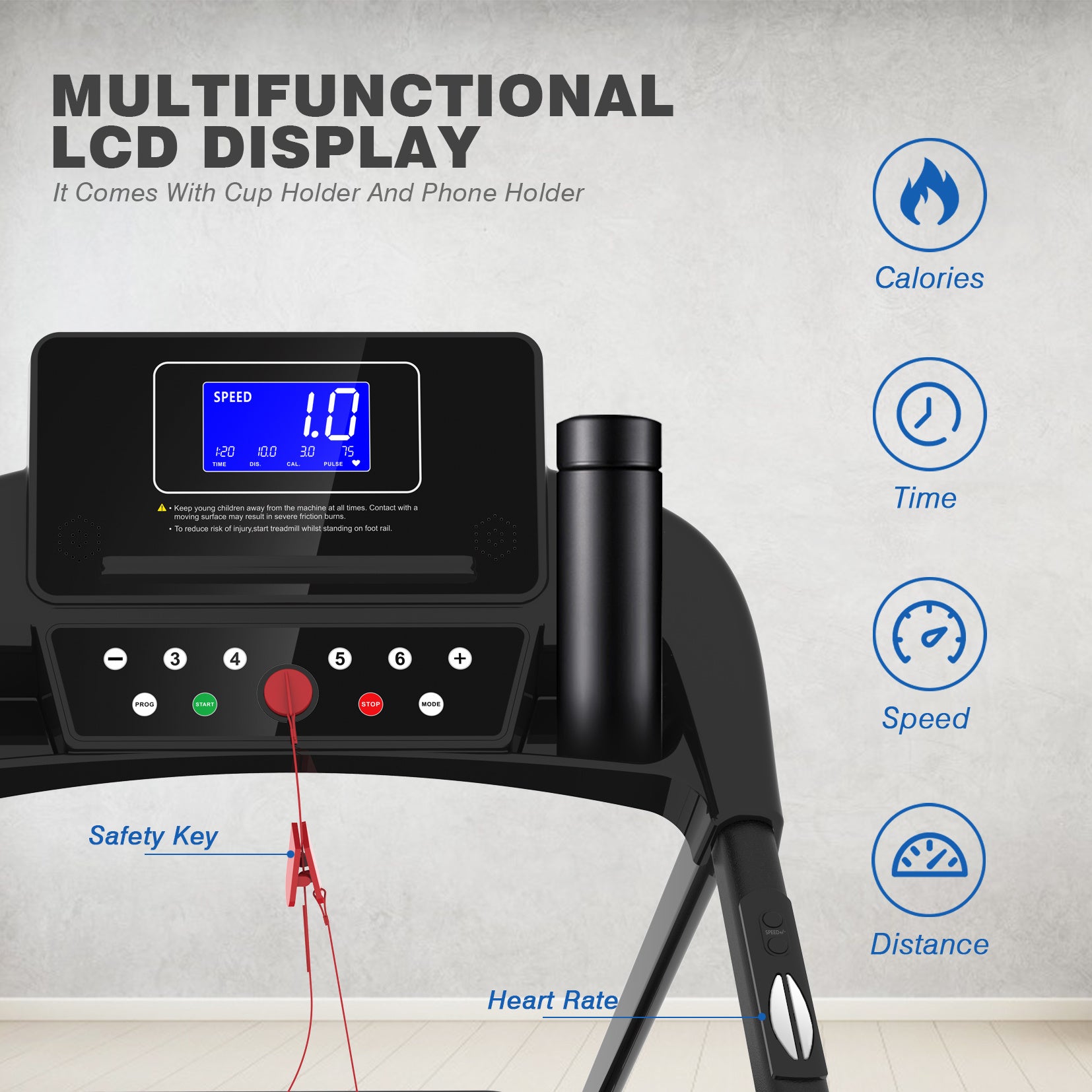 NEW VFoldable Treadmill Exercise Walking Machine, Suitable For Apartment Home Office Jogging Compact Folding Treadmill, Walking Pad, Easy Assembly, 12 Preset Programs, 2 Wheel