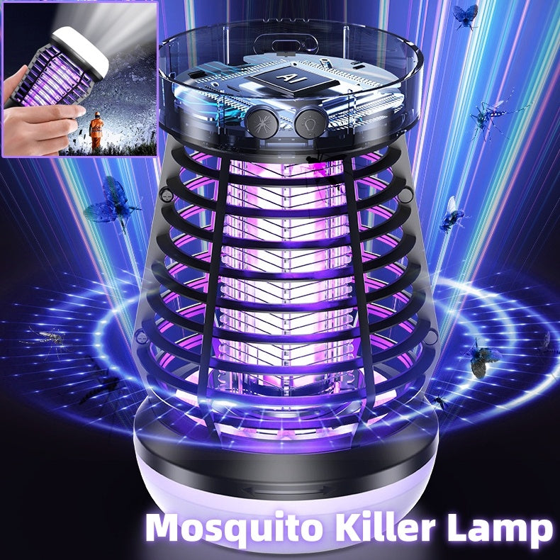 NEW 2in1 Mosquito Killer Lamp Electric Fly Catcher USB Rechargeable Electric Mosquito Swatter Electric Fly Trap With Night Light S0S Emergency Light Mosquito Killer Terrace Camping