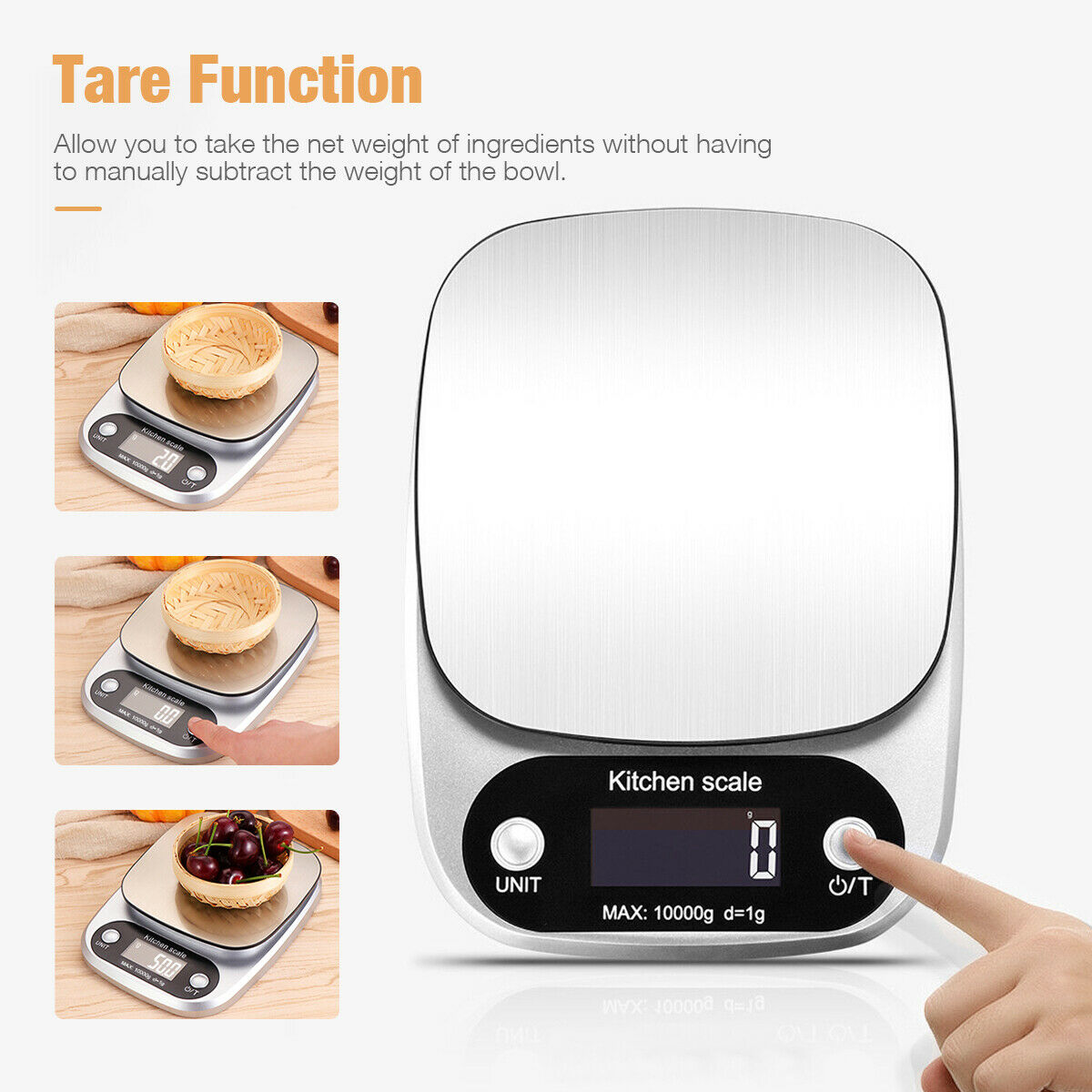 NEW Digital Kitchen Food Diet Scale, Multifunction Weight Balance 22lbs 1g Kitchen Scale Stainless Steel Weighing Scale For Food Diet Postal Balance Measuring