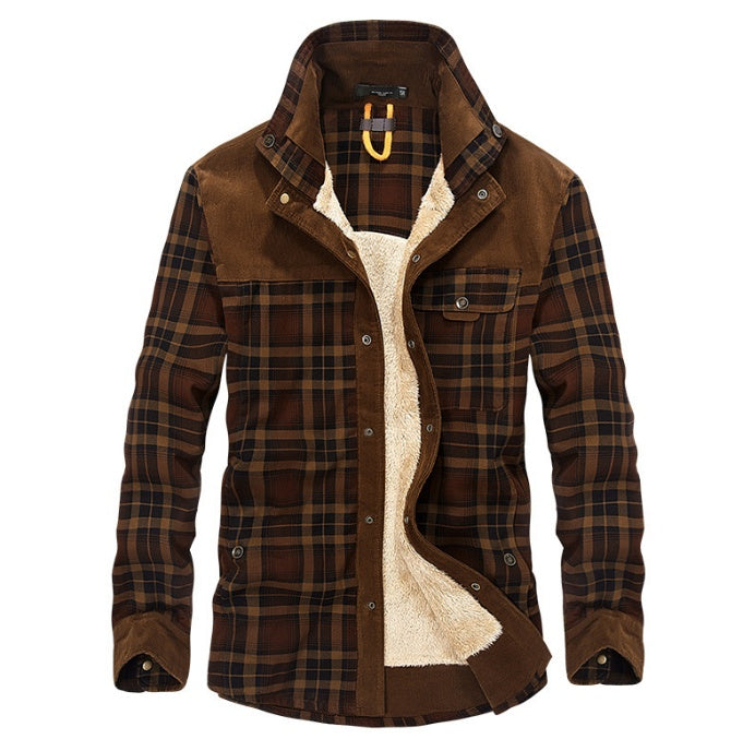 NEW Winter Jacket Men Thicken Warm Fleece Jackets Coats Pure Cotton Plaid Jacket Military Clothes