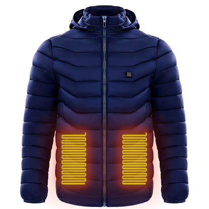 NEW Men Heated Puffer Jacket Electric Heating Coat Insulated Hood Windbreaker 9Heat Zones