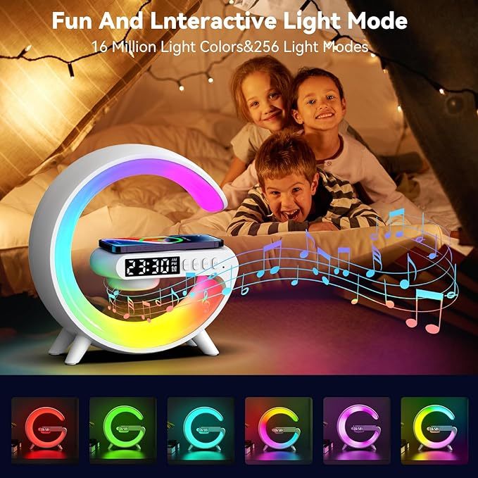 New Intelligent G Shaped LED Lamp Bluetooth Speake Wireless Charger Atmosphere Lamp App Control For Bedroom Home Decor