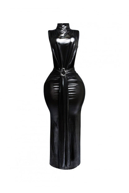 Mock Neck And Tied Waist Dress
