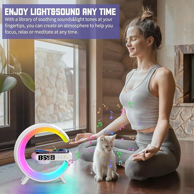 New Intelligent G Shaped LED Lamp Bluetooth Speake Wireless Charger Atmosphere Lamp App Control For Bedroom Home Decor