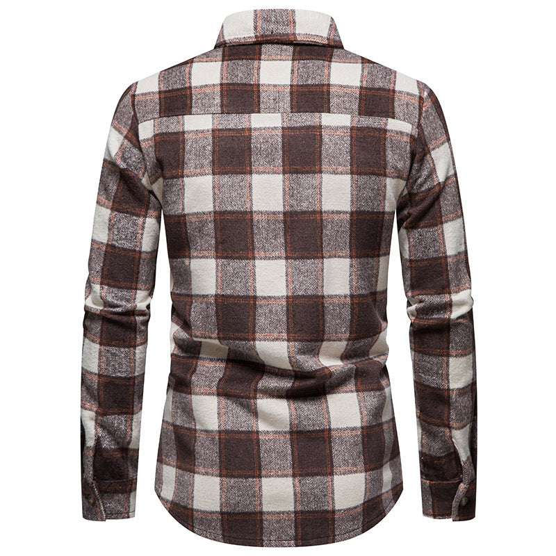 Thick Warm Woolen Cloth Flannel Casual Shirt Base Men&