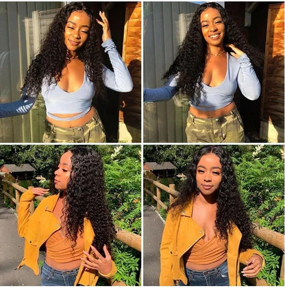 NEW AA Hair Front Wig Womens Brazilian Human Long Curly Lace Wavy Hair Wigs US 2023