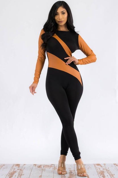 HH658R-FL - Long Sleeve Bodycon Catsuit