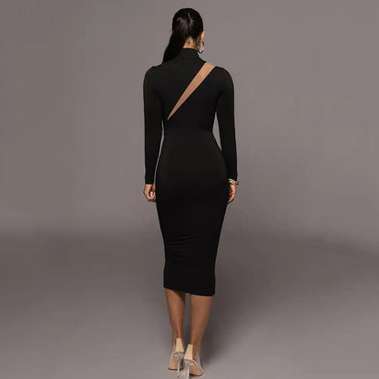 NEW Round Neck Long Sleeve Stitching Dress Women