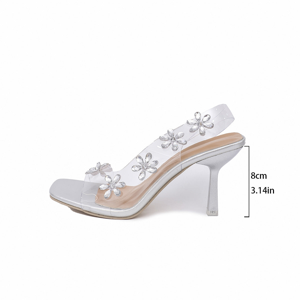 Women’s Metallic Square-Toe Sandals – Elegant PU Slip-On Heels for Casual & Dressy Outfits