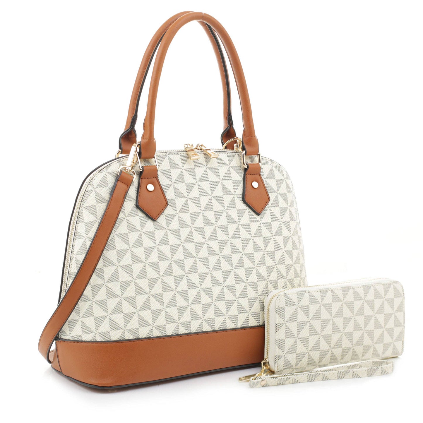 M20187 Geometric Monogram Designer Dome Satchel Set