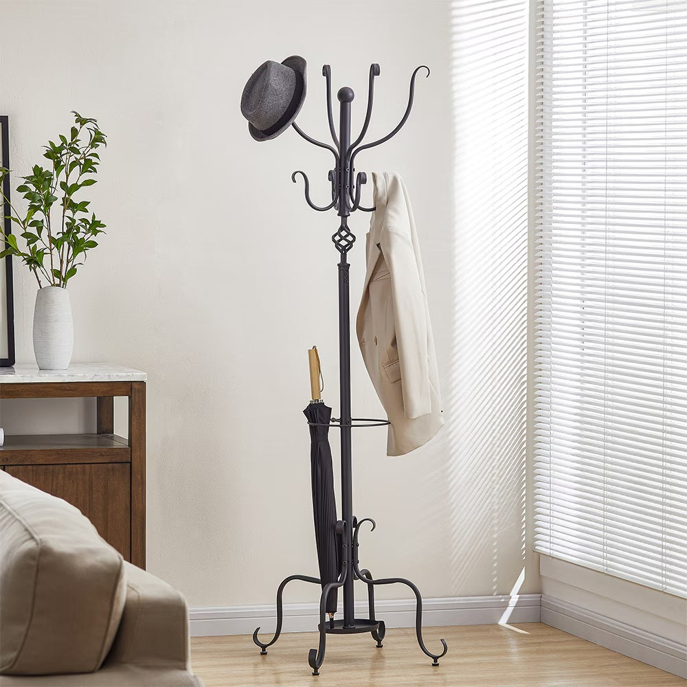 Freestanding Metal Coat Hat Rack,Clothes Hanger With Umbrella Holder,for Entryway,Bedroom,Home,Office